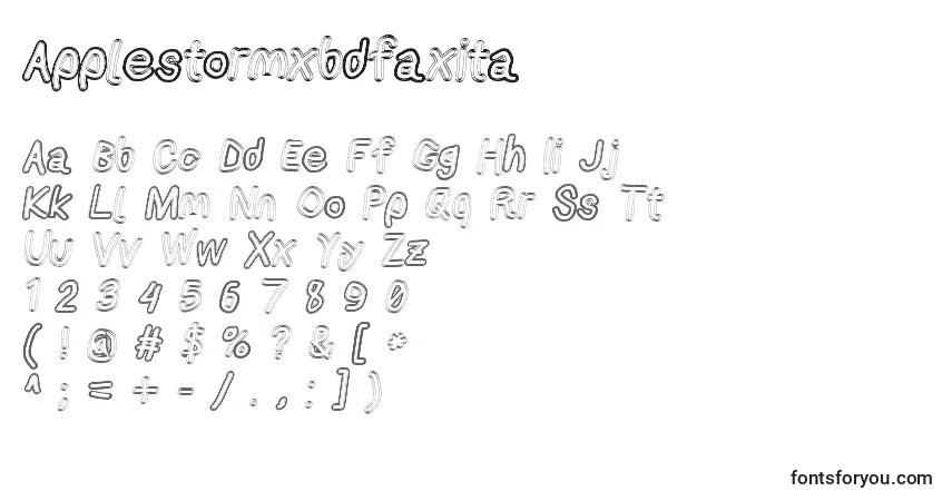 Czcionka Applestormxbdfaxita – alfabet, cyfry, specjalne znaki