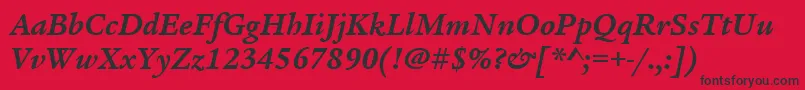 Шрифт ItcLegacySerifLtBoldItalic – чёрные шрифты на красном фоне