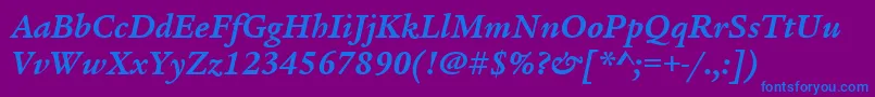 ItcLegacySerifLtBoldItalic Font – Blue Fonts on Purple Background