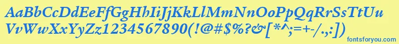ItcLegacySerifLtBoldItalic Font – Blue Fonts on Yellow Background