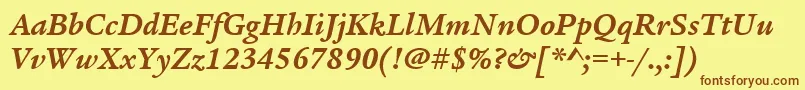 ItcLegacySerifLtBoldItalic Font – Brown Fonts on Yellow Background