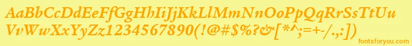 フォントItcLegacySerifLtBoldItalic – オレンジの文字が黄色の背景にあります。