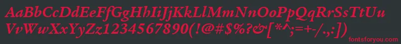 Шрифт ItcLegacySerifLtBoldItalic – красные шрифты на чёрном фоне