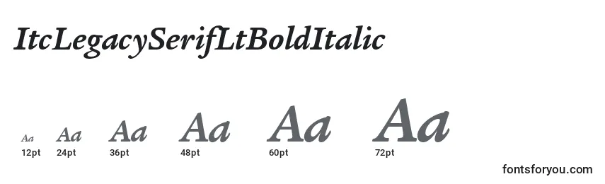 Tamanhos de fonte ItcLegacySerifLtBoldItalic