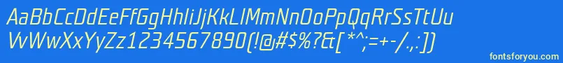 TeutonweissBolditalic Font – Yellow Fonts on Blue Background