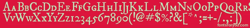フォントImFellDwPicaRomanSc – 赤い背景に緑の文字