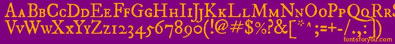 ImFellDwPicaRomanSc-Schriftart – Orangefarbene Schriften auf violettem Hintergrund