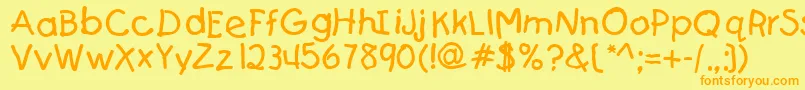Czcionka JerrysGame1 – pomarańczowe czcionki na żółtym tle