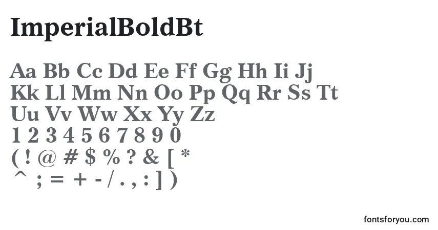 A fonte ImperialBoldBt – alfabeto, números, caracteres especiais