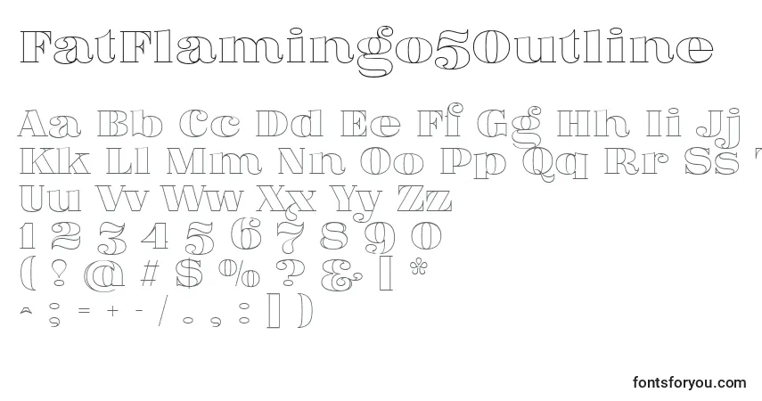 Fuente FatFlamingo5Outline - alfabeto, números, caracteres especiales