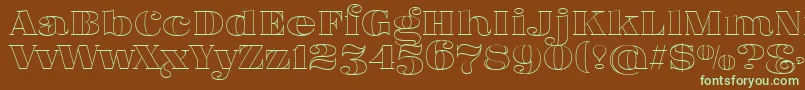 FatFlamingo5Outline-Schriftart – Grüne Schriften auf braunem Hintergrund
