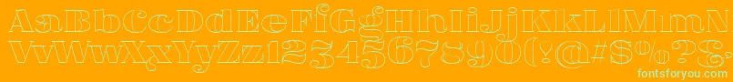 FatFlamingo5Outline Font – Green Fonts on Orange Background