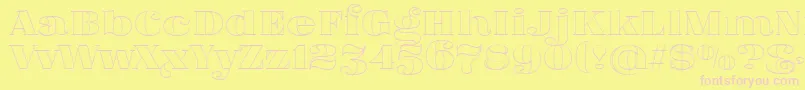 フォントFatFlamingo5Outline – ピンクのフォント、黄色の背景