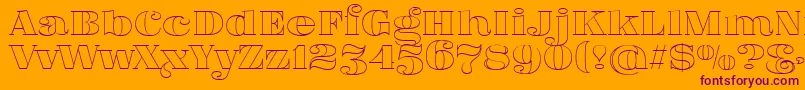 FatFlamingo5Outline-fontti – violetit fontit oranssilla taustalla