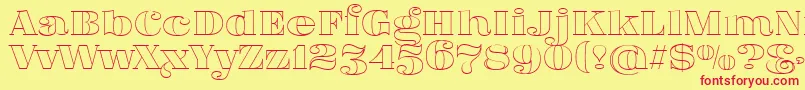 フォントFatFlamingo5Outline – 赤い文字の黄色い背景