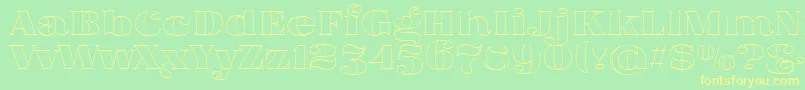 FatFlamingo5Outline Font – Yellow Fonts on Green Background