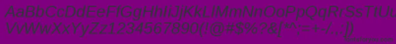 Fonte LiberationsansItalic – fontes pretas em um fundo violeta