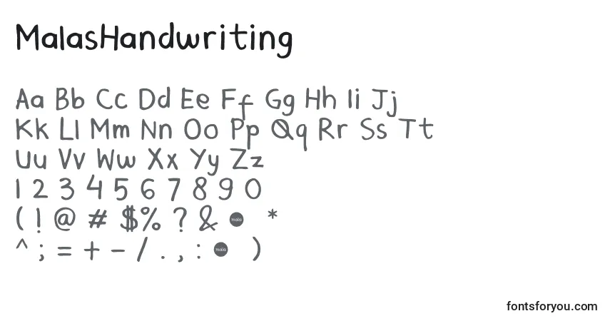 Шрифт MalasHandwriting – алфавит, цифры, специальные символы
