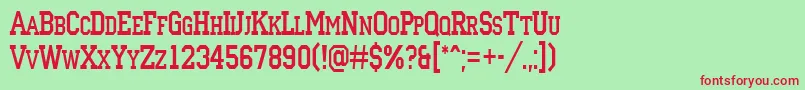 フォントACampuscapsnr – 赤い文字の緑の背景