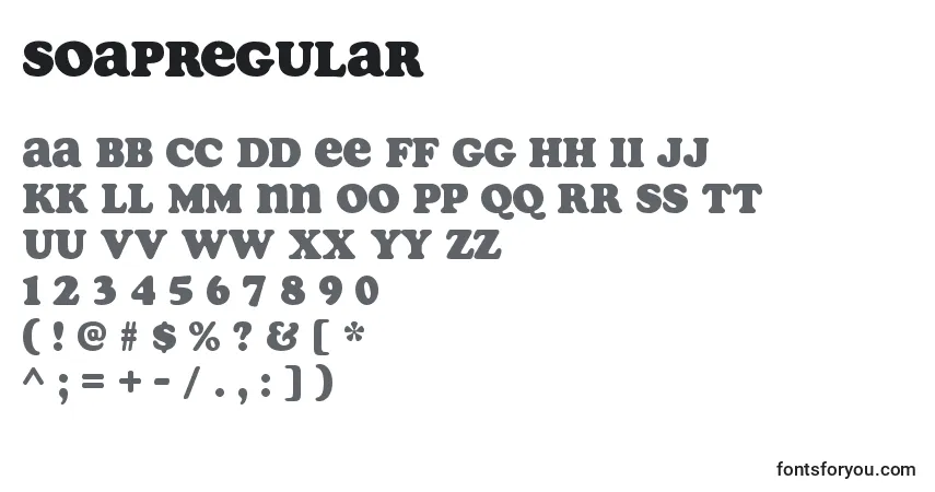 Шрифт SoapRegular – алфавит, цифры, специальные символы