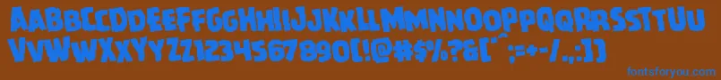 フォントHowlinmadrotate – 茶色の背景に青い文字