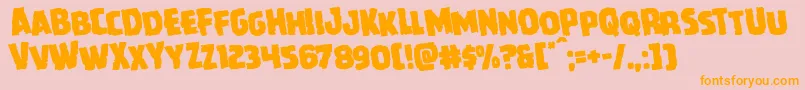フォントHowlinmadrotate – オレンジの文字がピンクの背景にあります。