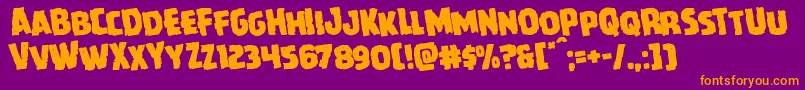 Howlinmadrotate-Schriftart – Orangefarbene Schriften auf violettem Hintergrund