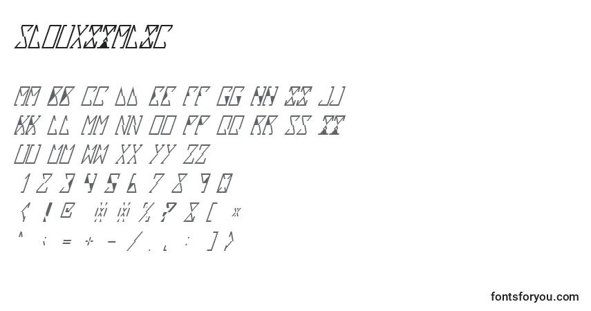 Schriftart SlouxItalic – Alphabet, Zahlen, spezielle Symbole