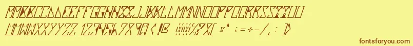 SlouxItalic-fontti – ruskeat fontit keltaisella taustalla