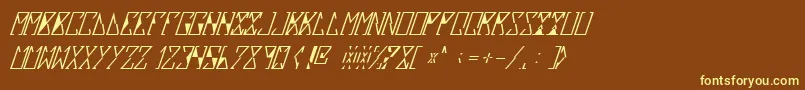 フォントSlouxItalic – 黄色のフォント、茶色の背景