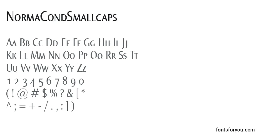 Czcionka NormaCondSmallcaps – alfabet, cyfry, specjalne znaki