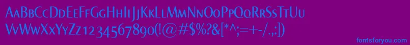 NormaCondSmallcaps-Schriftart – Blaue Schriften auf violettem Hintergrund