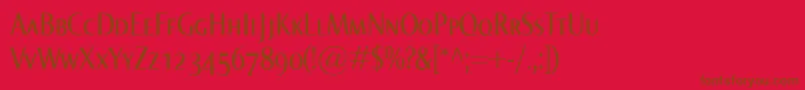 NormaCondSmallcaps Font – Brown Fonts on Red Background