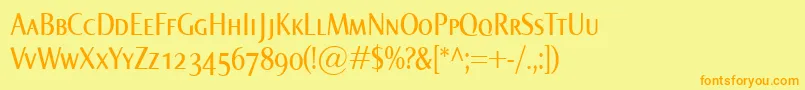 NormaCondSmallcaps Font – Orange Fonts on Yellow Background