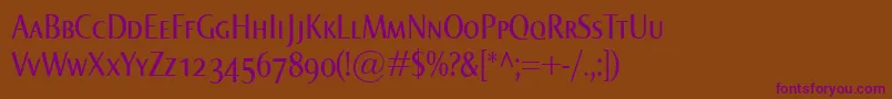 NormaCondSmallcaps Font – Purple Fonts on Brown Background
