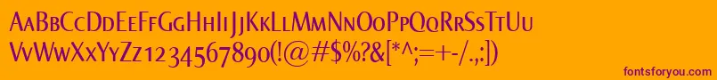 NormaCondSmallcaps Font – Purple Fonts on Orange Background