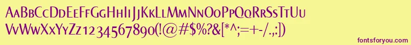NormaCondSmallcaps Font – Purple Fonts on Yellow Background
