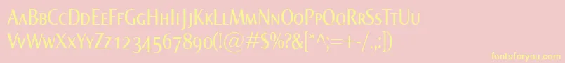 NormaCondSmallcaps-Schriftart – Gelbe Schriften auf rosa Hintergrund