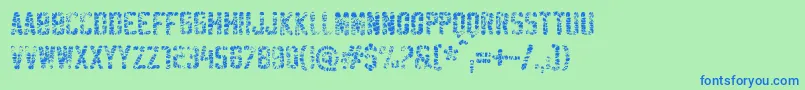 SablonMegaWashed-fontti – siniset fontit vihreällä taustalla