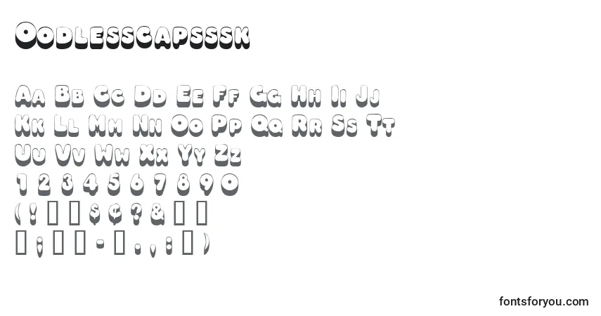 Czcionka Oodlesscapsssk – alfabet, cyfry, specjalne znaki