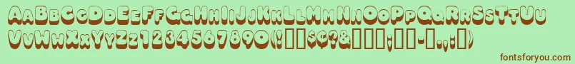 Oodlesscapsssk Font – Brown Fonts on Green Background