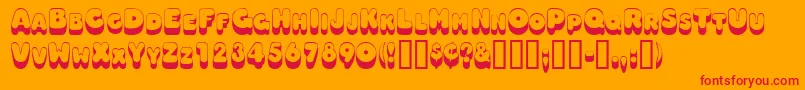 Oodlesscapsssk-Schriftart – Rote Schriften auf orangefarbenem Hintergrund