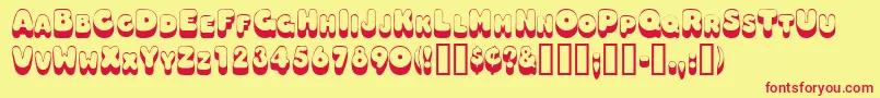 フォントOodlesscapsssk – 赤い文字の黄色い背景