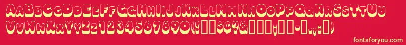 Fonte Oodlesscapsssk – fontes amarelas em um fundo vermelho