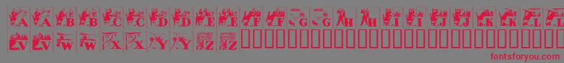 Alkoif-Schriftart – Rote Schriften auf grauem Hintergrund