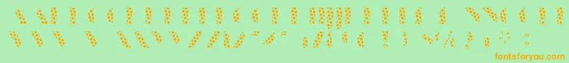 フォントManbowDots – オレンジの文字が緑の背景にあります。