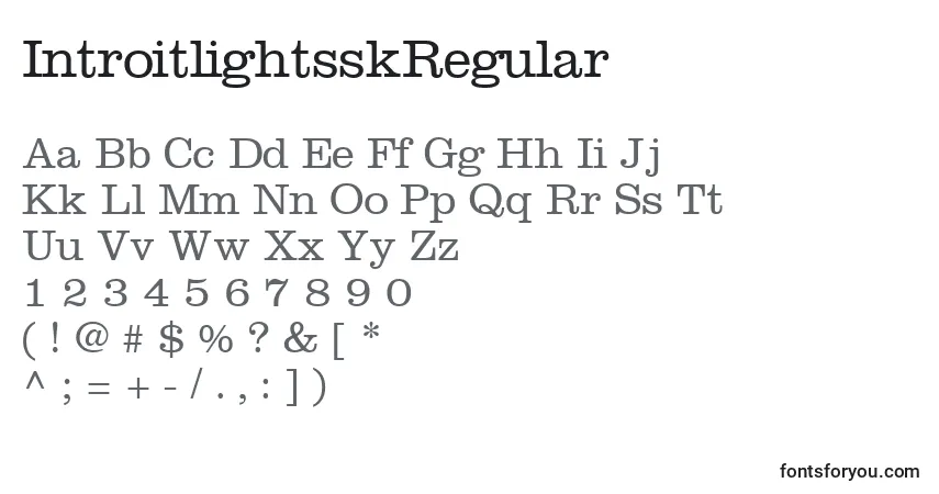 Czcionka IntroitlightsskRegular – alfabet, cyfry, specjalne znaki