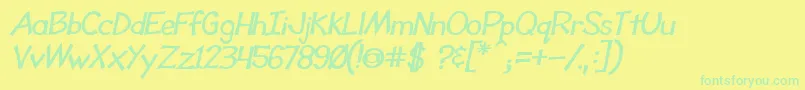 Fonte ToonyLoonsBldItl – fontes verdes em um fundo amarelo