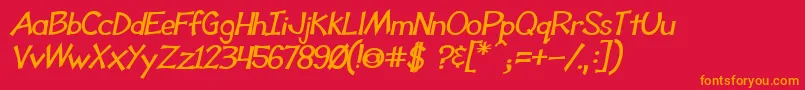 フォントToonyLoonsBldItl – 赤い背景にオレンジの文字