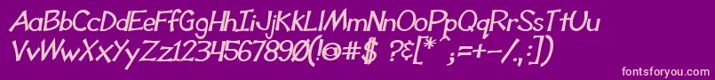 ToonyLoonsBldItl-fontti – vaaleanpunaiset fontit violetilla taustalla